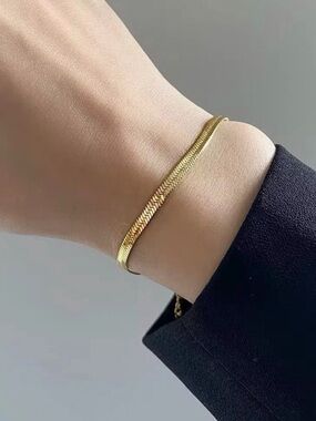 18K Gold Plated Herringbone Bracelet